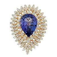 6.31 Carat Natural Blue Tanzanite and Diamond (F-G Color, VS1-VS2 Clarity) 14K Yellow Gold Luxury Cocktail Ring for Women Exclusively Handcrafted in USA