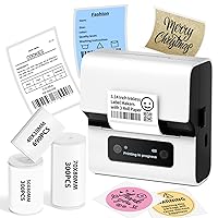 Phomemo Label Maker, Portable Label Maker, Barcode Label Printer, Bluetooth Thermal Inkless Printer for Address, Small Business, Clothing, Easy to Intall, with 3 Roll Paper Set