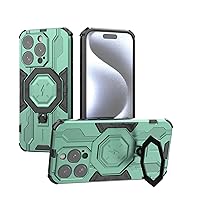 YEXIONGYAN-Slim Shockproof Case for iPhone 14Pro Max/14 Pro/14 Plus/14 Magnetic Phone Cover with Ring Stand and Camera Hole Protection (14 Plus,Green)