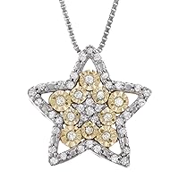 1/5 CTTW Miracle Plate Star Diamond Pendant Necklace in Sterling Silver