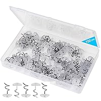 Bedskirt Pins,Spiral Push Pins,Clear Heads Twist Pins,100pcs(0.75inch) Upholstery Tacks, Headliner Pins for Slipcovers and Bedskirts (100PCS)