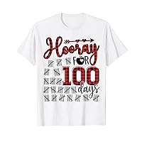 Buffalo Plaid Happy 100th Day of School Hooray for 100 Days T-Shirt