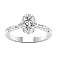 1/4ct-1ct TDW Oval Single Halo Diamond Engagement Ring in 10k Gold