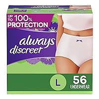 Always Discreet Adult Incontinence & Postpartum Incontinence Underwear for Women, Large, Maximum Protection, Disposable, 28 Count x 2 Pack (56 Count total) (Packaging May Vary)
