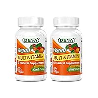 Deva Vegan Multivitamin & Mineral Supplement - Vegan Formula with Green Whole Foods, Veggies, and Herbs - High Potency - Manufactured in USA and 100% Vegan - 90 Count (Pack of 2)