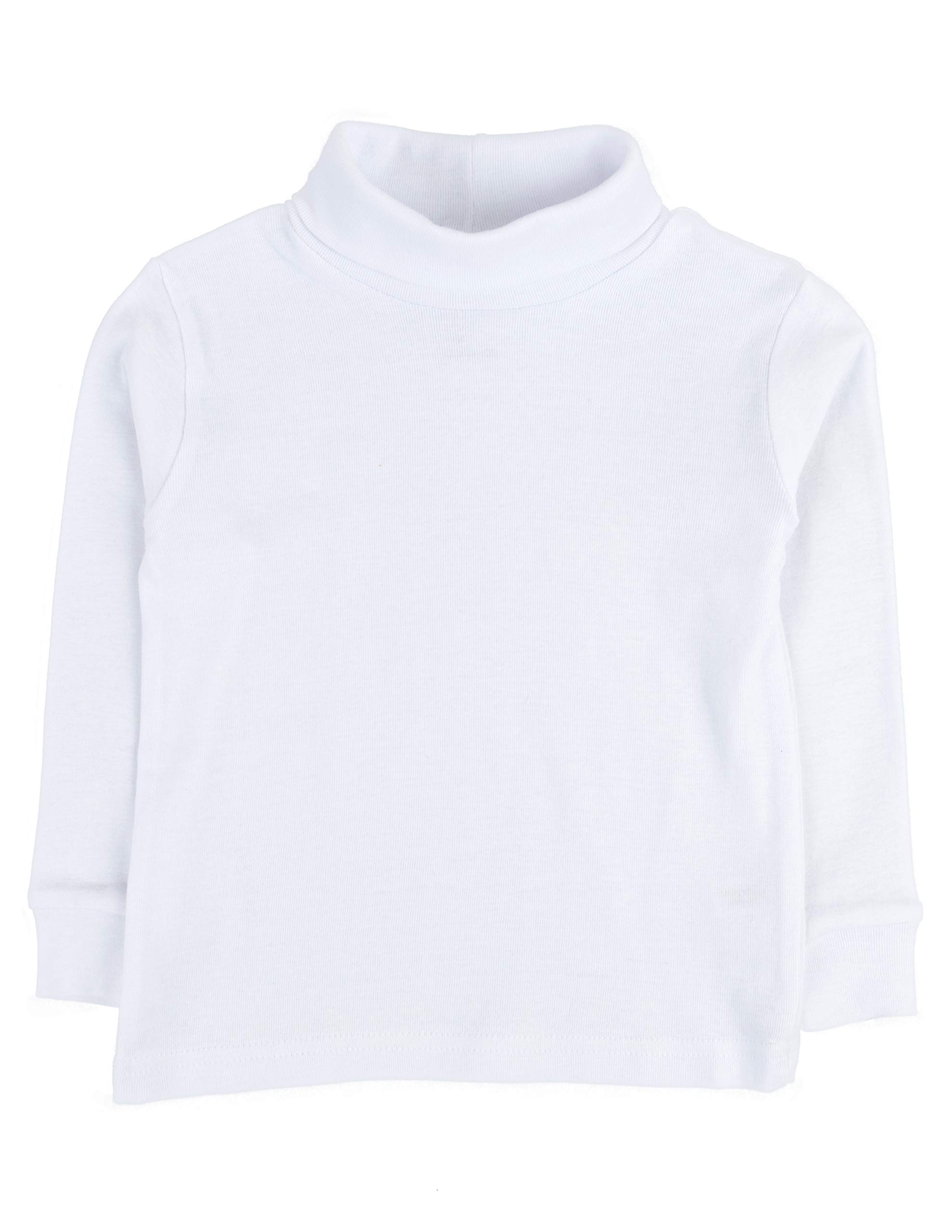Leveret Girls Boys & Toddler Solid Turtleneck 100% Cotton Kids Shirt (Size 4 Toddler, White)