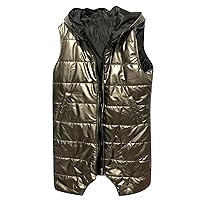 Womens Long Fall Winter Warm Hooded Vest Sleeveless Zip Up Padded Coat 2023 Casual Solid Outerwear Jacket Vests