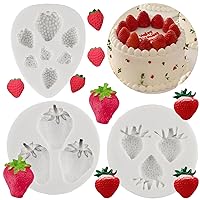 Strawberry Fondant Molds Mini Strawberry Chocolate Cake Decorating Silicone Molds For Cake Decoration Cupcake Topper Candy Polymer Clay Gum Paste Set of 3