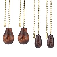 CHGCRAFT 4 Pieces 2 Styles Pull Chain Switch Wooden Pull Chain Set for Bedside Lamp Shade Ornaments for Ceiling Light Lamp Fan Chain