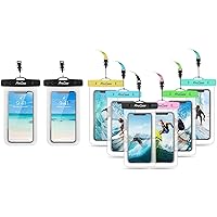 ProCase 2 Pack Universal Waterproof Phone Pouch Bundle with 6 Pack Universal Waterproof Pouch Cellphone Dry Bag Underwater Case for Smartphones up to 7.0