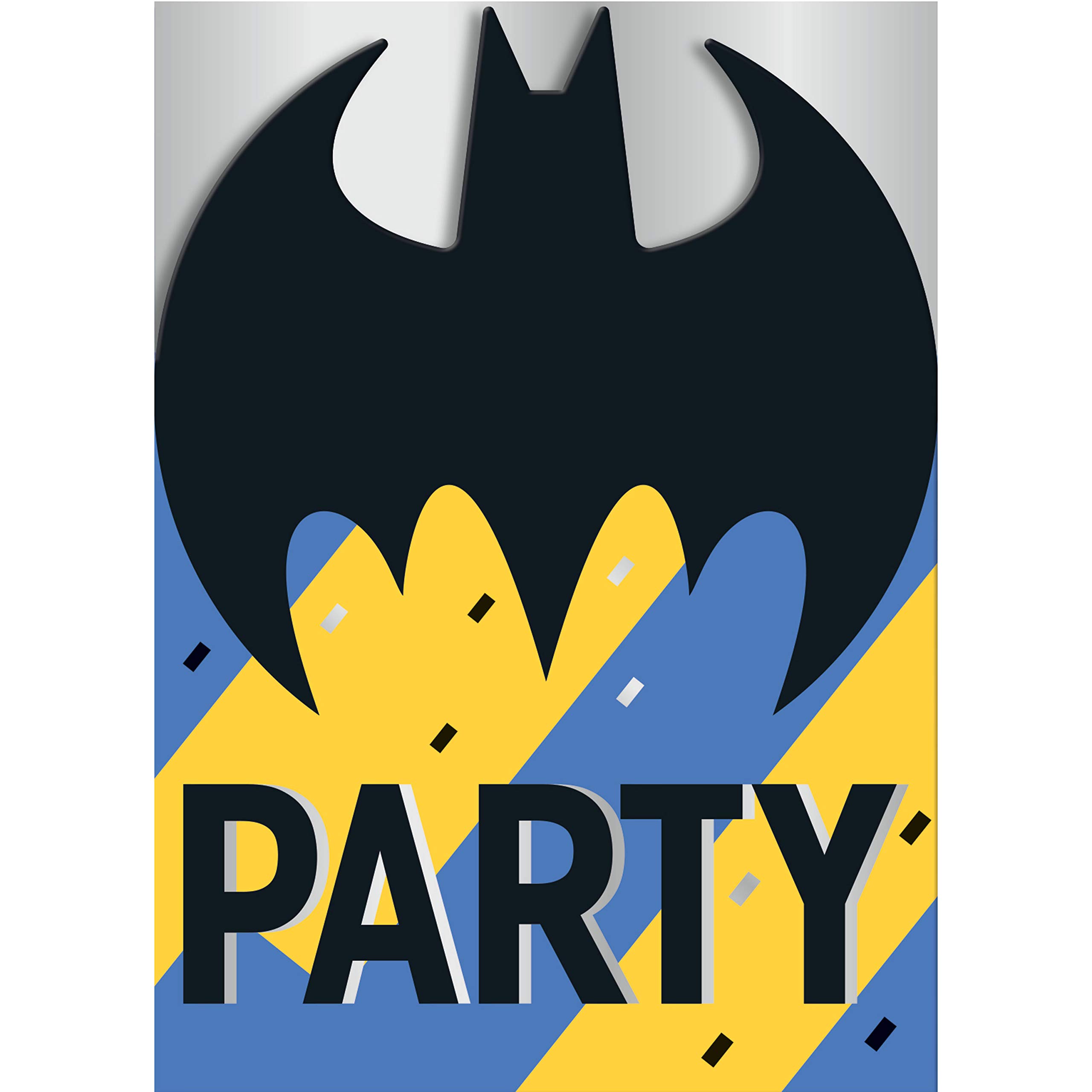 Batman Multicolor Invitations (Pack of 8) - Fun Design Paper Invites for Kids Birthdays & Parties