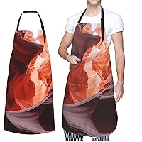 Slot Canyon Aprons with 2 Pockets Waterproof Kitchen Aprons Adjustable Bib Apron Chef Apron for Women Men