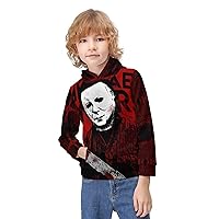 Sweatshirt Sports Casual Halloween Michael Myers Comfortable Hoodie Tops for Boys and Girls Soft Sweatshirt 10-12Y