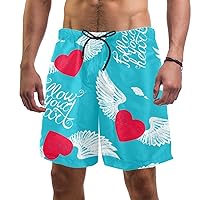 Follow Your Heart Cute Love Wings Mens Swim Trunks Quick Dry Swim Shorts Swimwear Bathing Suits