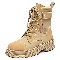 Women's Black Canvas Motorcycle Boots Fashion Breathable Lace Up Non-Slip Comfortable Wear-resistant Thick Sole Hiking Boots Outdoor Hiking Ankle Boots Women's Casual Boots