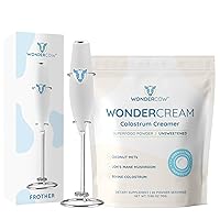 WonderCream Bovine Colostrum Creamer Powder Supplement for Gut Health, Focus, Clean Energy & Wellness Unsweetened + Milk Frother High Powered Hand Mixer