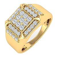 FINEROCK 3/4 Carat Men Diamond Wedding Band Ring in 10K Gold