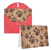 Paw Prints Art Printed Greeting Card Internal Blank Folded Cards 6×4 Inches Funny Birthday Cards Thank You Card With Colorful Envelopes For All Occasions
