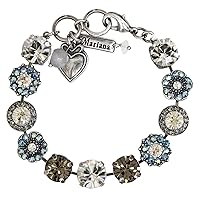 Silvertone Large Flower Shapes Crystal Bracelet, Gray Crystal Moonlight 4084 512