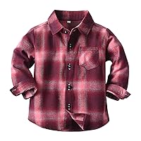 Size 6 Boys Jacket Toddler Boys Girls Shirt Coat Jacket Plaid Long Sleeve Kids Turn Down Collar Button Tops Coat