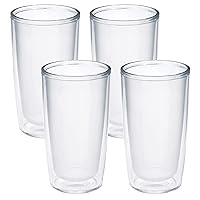 Tervis Crystal Clear Tabletop Made in USA Double Walled Insulated Tumbler Travel Cup Keeps Drinks Cold & Hot, 16oz - 4pk, Classic