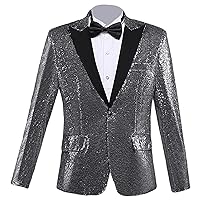 Men's Sequined Suit Jacket Nightclub Jacket Blazer One Button Tuxedo for Party Sequin Blazer Party Dinner Prom