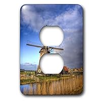 3dRose Danita Delimont - Netherlands - Netherlands, Nord Holland. Windmill along canal. - 2 plug outlet cover (lsp_313785_6)