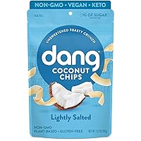 Dang Keto Toasted Coconut Chips | Lightly Salted Unsweetened | 1 Pack | Keto Certified, Vegan, Gluten Free, Paleo Friendly, Non GMO, Healthy Snacks Made with Whole Foods | 3.17 Oz Resealable Bags