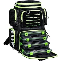 Fishing Tackle Backpack with 4 Tackle Boxes,Large Storage - Resistant Fishing Backpack with Rod Holder for Fishing, Camping, Hiking, Outdoor Sports