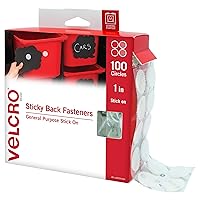 VELCRO Brand Large 1 Inch Dots with Adhesive | 100pk Circles | Stick On Round Hook and Loop Tape | Kindergarten Classroom Must Haves | Office Organization Essentials | White