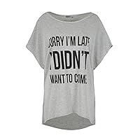 Oops Outlet Sorry I am Late Off Shoulder Oversize Lagenlook Ladies T Shirt Top