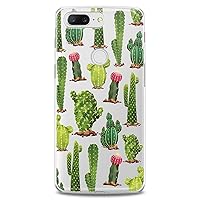 TPU Case Compatible for OnePlus 10T 9 Pro 8T 7T 6T N10 200 5G 5T 7 Pro Nord 2 Slim fit Clear Phone Design Lux Girls Print Cute Green Flexible Silicone Cute Pattern Soft Flowers Nature Cactus