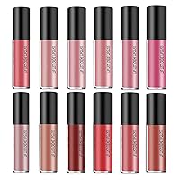 12 Color Cream Texture Lipstick Waterproof, Lip Lust Creme Lip Gloss Waterproof Lipstick, Long Lasting Moist Lip Gloss Plumper Liquid Lipstick, Lip Plumper Gloss (12 Colors)