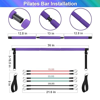 LEXIL Portable Pilates Bar Exercise Kit-Stackable 3 Pairs of