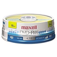 Maxell Dvd-Rw Rewritable Disc, 4.7 Gb, 2x, Spindle, Gold, 15/pack