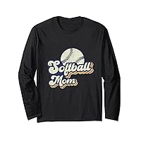 Softball Mom Mama Mother's Day Vintage Retro Funny Women Long Sleeve T-Shirt