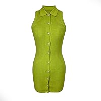 Womens Sexy Sleeveless Button Front Bodycon Short Dresses