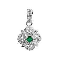 Natural Emerald Sterling Silver Pendant, 5 MM Round May Birthstone Pendant