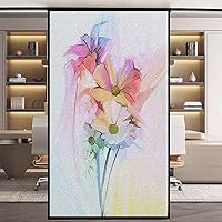 Suitable Home Door Bathroom Decal Stickers Flower Home Decoration Window Stickers Electrostatic Adsorption Watercolor Flower Background 17.7 W x 31.5 L lnch Purple Yellow Red Blue White