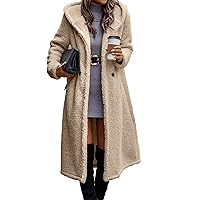 PRETTYGARDEN Women's Fashion Winter Coats Fuzzy Fleece Long Hooded Jackets Button Down Faux Fur Warm Outerwear