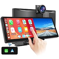 Portable Apple CarPlay Car Screen: Dash Mount Wireless Android Auto Stereo with 2.5K Dash Cam - 10.26