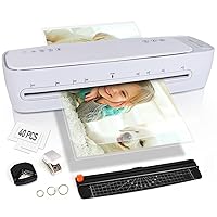 Laminator 13 Inch A3 Laminator Machine, 9 in 1 Desktop Thermal Laminator Never Jam 40 Laminating Pouches, Paper Trimmer and Corner Rounder, 1Min Fast Warm-Up Home Office School Use, Pure White