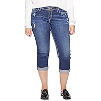 Silver Jeans Co. Women's Plus Size Suki Mid Rise Curvy Fit Capri Jeans