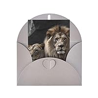 Male And Female Lions Blank Greeting Cards With White Envelopes 4 X 6 Inch Thank You Cards For All Occasions, Christmas Holiday Wedding Birthday