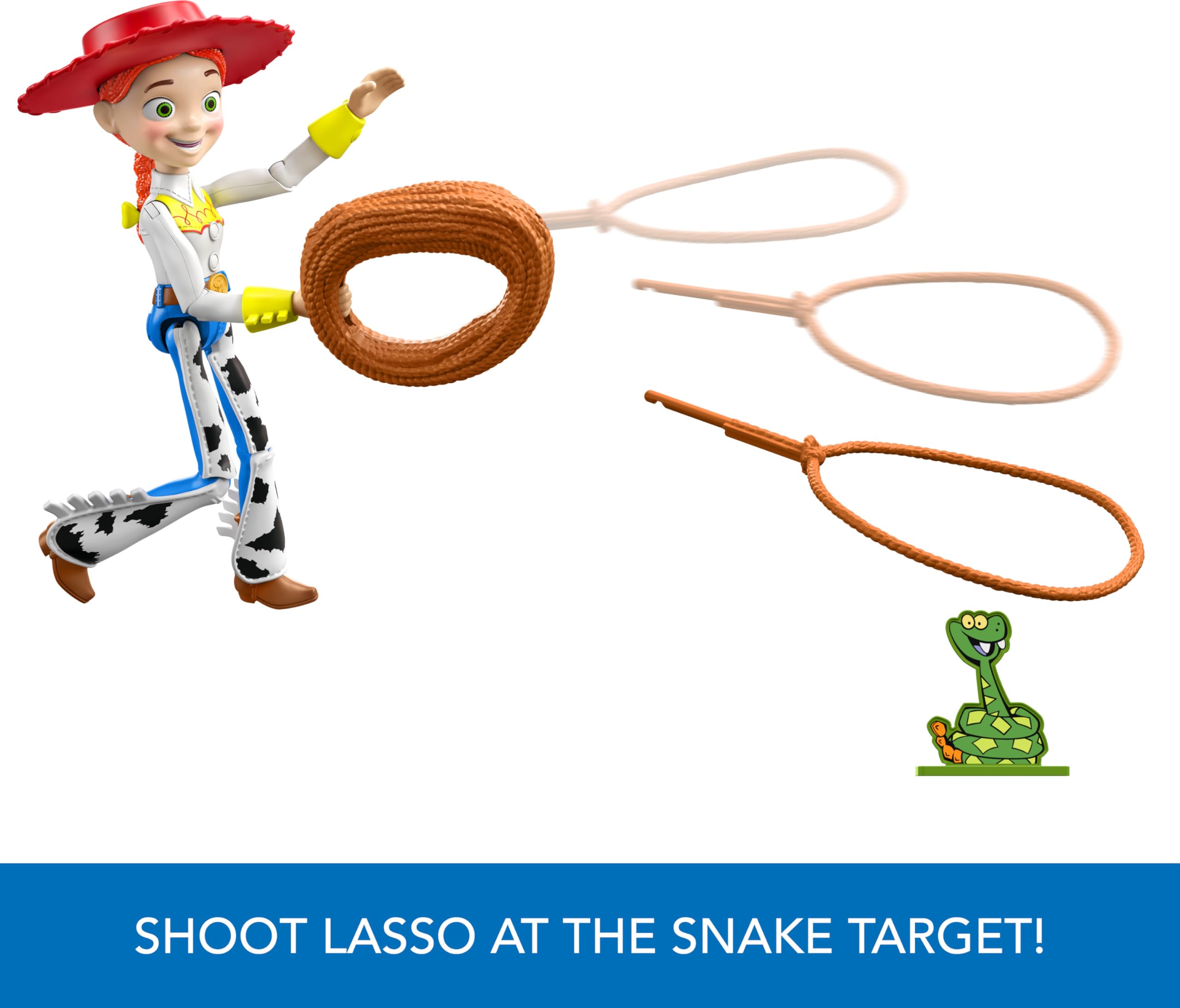 Mattel Disney Pixar Toy Story 12-inch Lasso Jessie Posable Action Figure, Lasso Accessory with Roping Action Doubles as Role Play Accessory