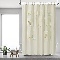 N&Y HOME Waterproof Fabric Shower Curtain or Liner with 9 Mesh Pockets - Sand, 71x72 Inches