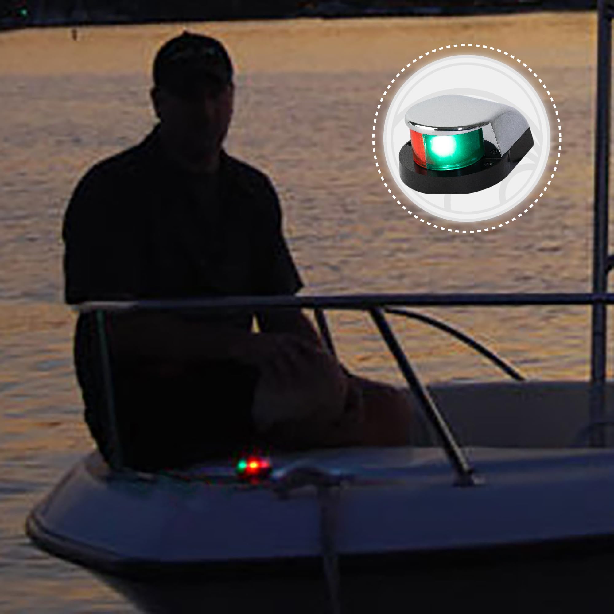 Five Oceans Boat Navigation Lights, LED Bow Light, Boat Navigation Lights Red and Green, Horizontal Mount Bi-Color Light, 12V, USCG Rules 2NM, for Pontoon, Fishing Boats, Bass Boats - FO4429