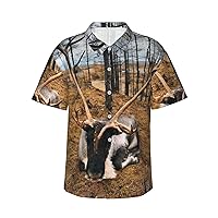 Mysterious Deer Men's Hawaiian Shirts, Short Sleeve Holiday T-Shirts and Casual Tops