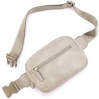 Telena Waist Belt Bag for Women PU Leather Crossbody Fanny Pack with Adjustable Strap, Cloud Grey