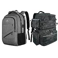 MATEIN Travel Laptop Backpack & Fishing Tackle Backpack with Cooler, Large Fishing Bag with Rod Holders for 4 Trays (Tray Not Included) & Fishing gear
